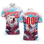Custom White-Fire Red Darts Bear Dartboard Performance Polo Shirt