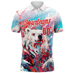 Custom White-Fire Red Darts Bear Dartboard Performance Polo Shirt photo 1