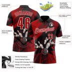 Custom Black Red-White Bowling Ball And Pins Strike Performance Polo Shirt photo 3