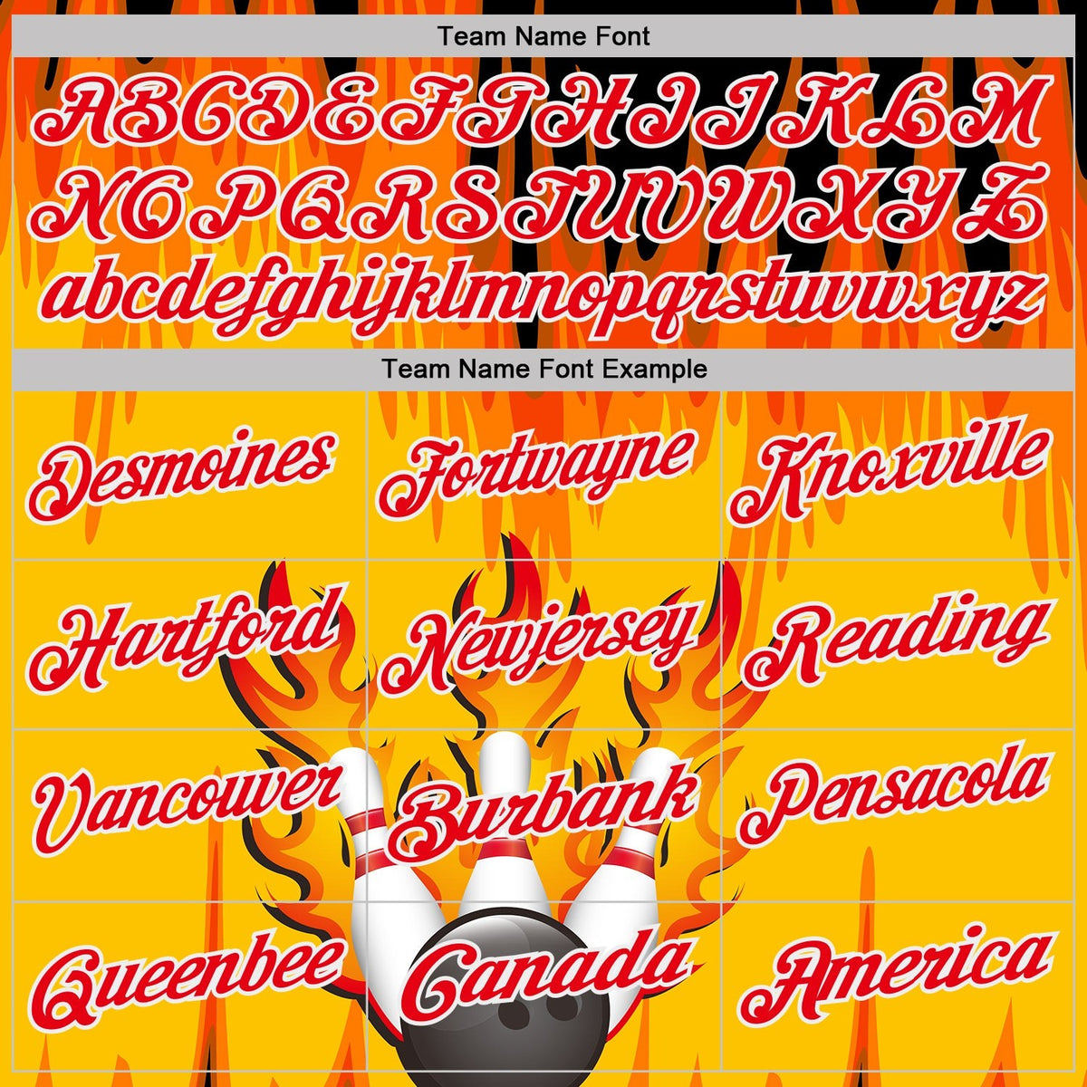 Custom Yellow Fire Red Black-White Bowling Ball And Pins Flame Performance Polo Shirt photo 4