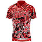 Custom Red Fire Red White-Black Bowling Strike Funny Performance Polo Shirt photo 2