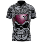 Custom Black-Gray Bowling Ball Strike Skull Performance Polo Shirt photo 2