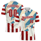 Custom White Red-Shadow Blue Bowling American Flag Performance Polo Shirt photo 1