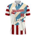 Custom White Red-Shadow Blue Bowling American Flag Performance Polo Shirt photo 2