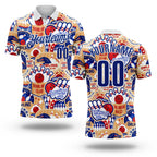 Custom White-Royal Bowling Club American Inspired Performance Polo Shirt