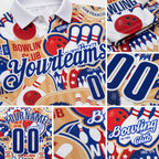 Custom White-Royal Bowling Club American Inspired Performance Polo Shirt detail