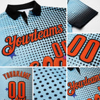 Custom Blue Orange-Black Bowling Ball And Pins Strike Performance Polo Shirt detail