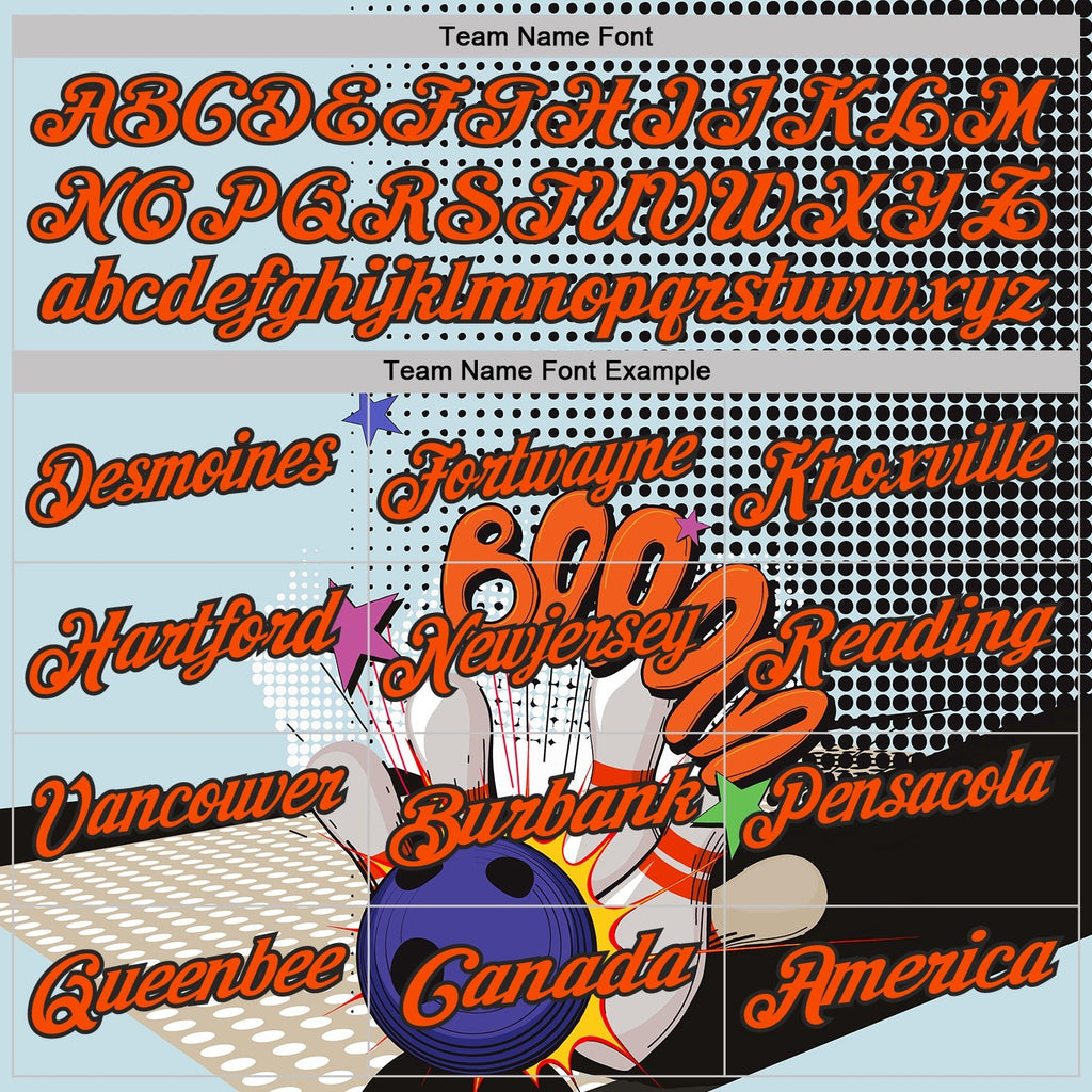 Custom Blue Orange-Black Bowling Ball And Pins Strike Performance Polo Shirt photo 2