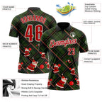 Custom Black Red Green-White Bowling Ball Christmas Santa Claus Performance Polo Shirt photo 3