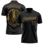 Custom Black-Old Gold Bowling Club Vintage Performance Polo Shirt photo 1