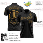 Custom Black-Old Gold Bowling Club Vintage Performance Polo Shirt photo 3