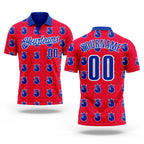 Custom Red Thunder Blue-White Bowling Balls American Inspired Performance Polo Shirt