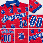 Custom Red Thunder Blue-White Bowling Balls American Inspired Performance Polo Shirt detail