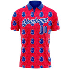 Custom Red Thunder Blue-White Bowling Balls American Inspired Performance Polo Shirt photo 2