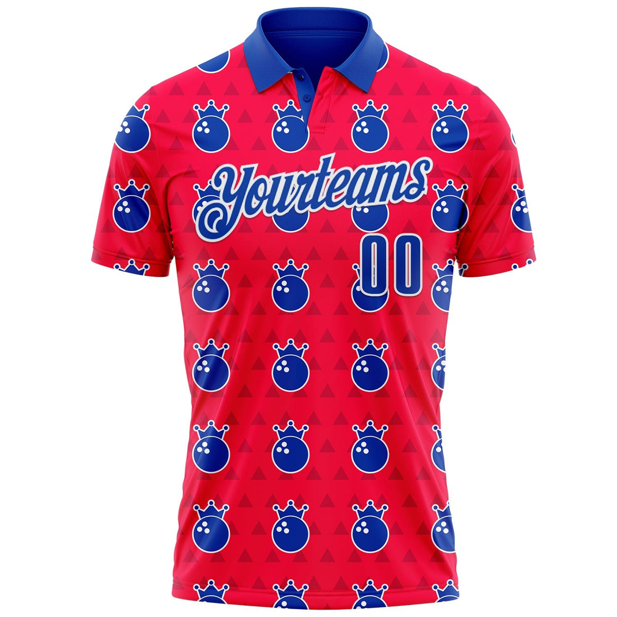 Custom Red Thunder Blue-White Bowling Balls American Inspired Performance Polo Shirt photo 2