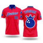 Custom Red Thunder Blue-White Bowling Ball Crown American Inspired Performance Polo Shirt