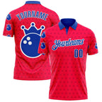 Custom Red Thunder Blue-White Bowling Ball Crown American Inspired Performance Polo Shirt photo 1