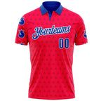 Custom Red Thunder Blue-White Bowling Ball Crown American Inspired Performance Polo Shirt photo 2