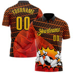 Custom Red Yellow-Black Bowling Ball And Pins Strike Performance Polo Shirt photo 1