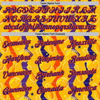 Custom Gold Dark Purple-Orange Bowling Ball And Pins Performance Polo Shirt photo 2