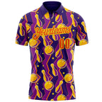 Custom Purple Orange-Light Yellow Bowling Ball And Pins Performance Polo Shirt photo 2
