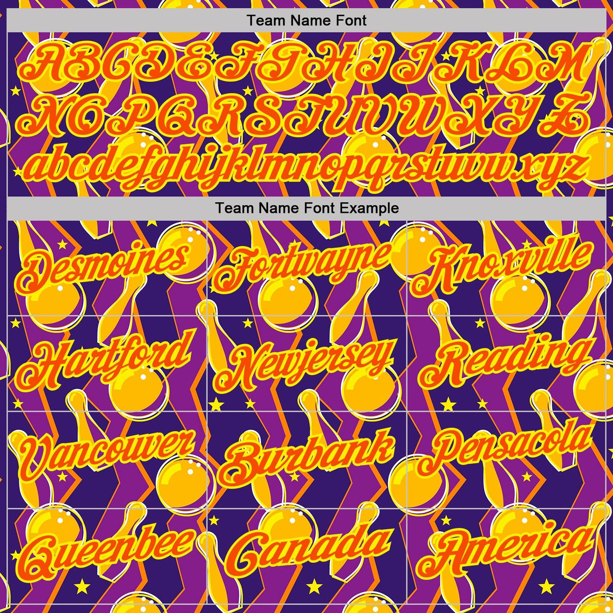 Custom Purple Orange-Light Yellow Bowling Ball And Pins Performance Polo Shirt photo 3