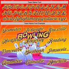 Custom Medium Purple Purple Orange-Light Yellow Bowling Ball And Pins Strike Performance Polo Shirt photo 3