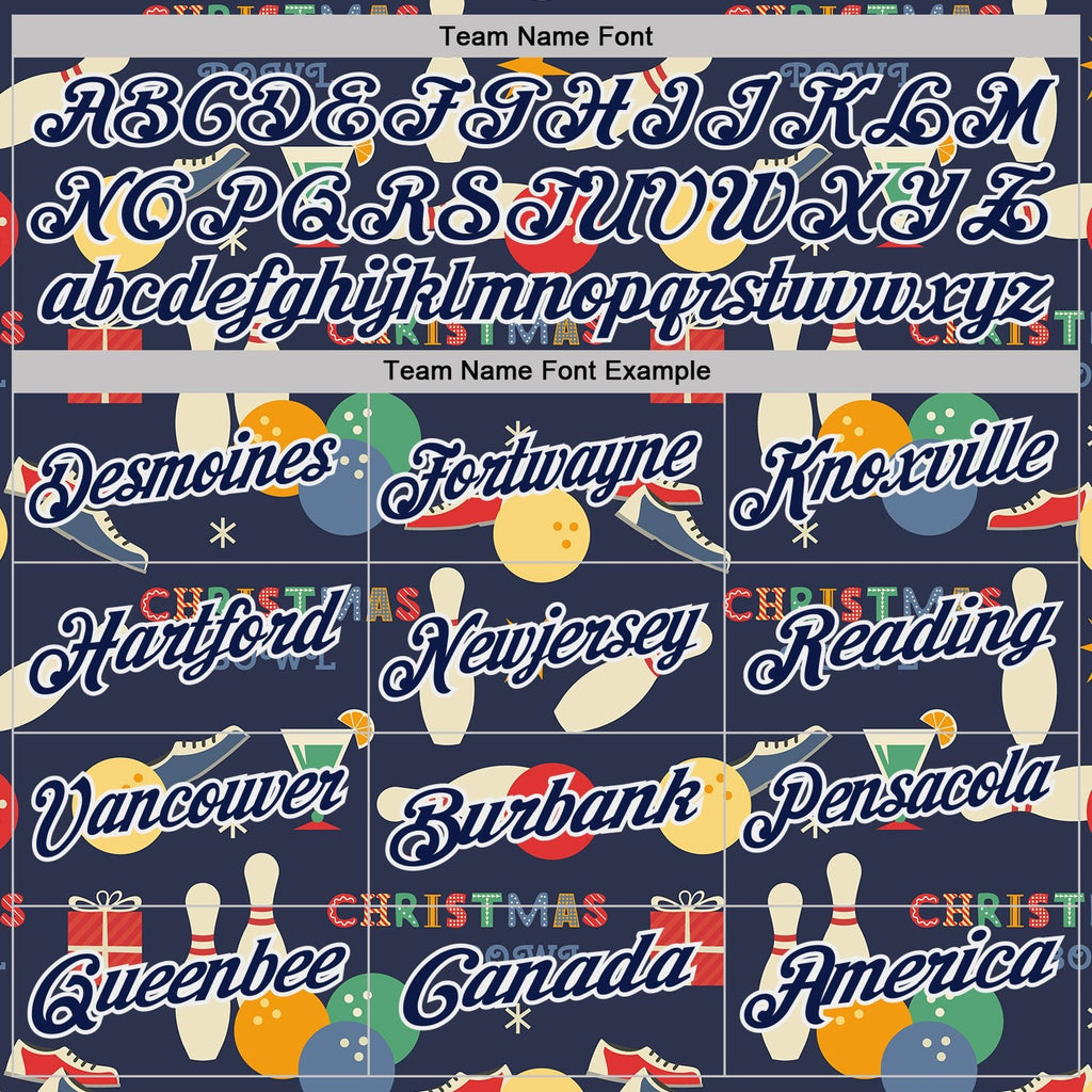 Custom Navy-White Bowling Ball And Pins Christmas Performance Polo Shirt photo 3