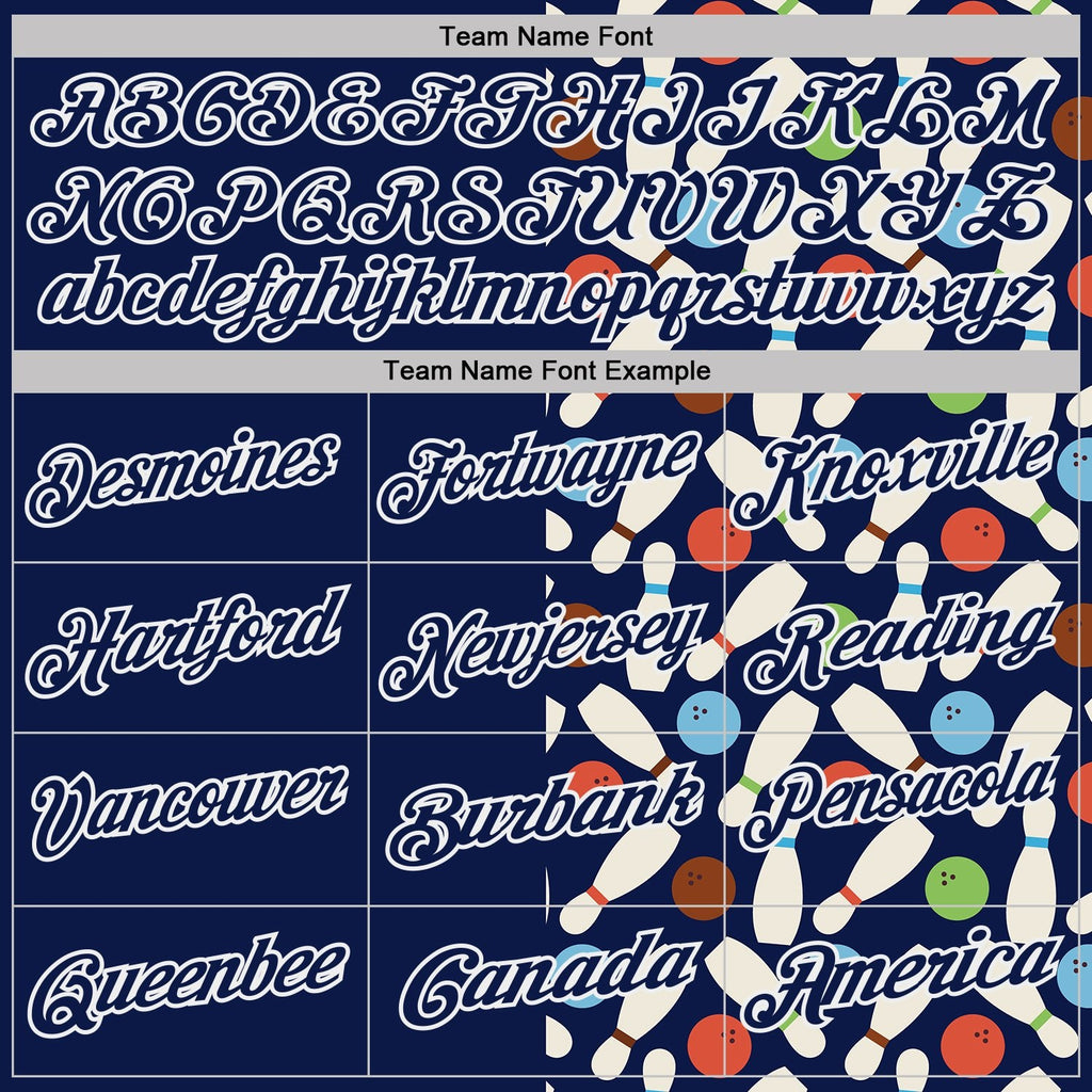 Custom Navy-White Bowling Ball And Pins Performance Polo Shirt photo 3