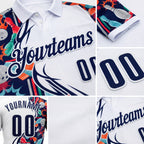 Custom White-Navy Bowling Ball And Pins Performance Polo Shirt detail