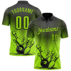 Custom Neon Green-Black Bowling Ball And Pins Strike Performance Polo Shirt photo 1