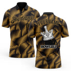 Custom Black-Old Gold Bowling Crown Performance Polo Shirt