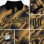 Custom Black-Old Gold Bowling Crown Performance Polo Shirt detail