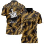 Custom Black-Old Gold Bowling Crown Performance Polo Shirt photo 1