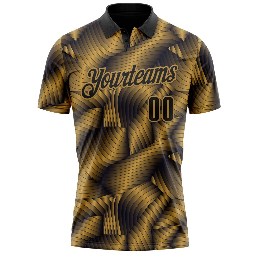 Custom Black-Old Gold Bowling Crown Performance Polo Shirt photo 2
