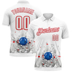 Custom White-Fire Red Bowling Ball And Pins Strike Performance Polo Shirt photo 1