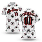 Custom White Black-Red Bowling Ball And Pins Strike Performance Polo Shirt