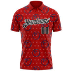 Custom Red Black-White Bowling Ball Performance Polo Shirt photo 2