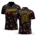 Custom Black-Gold Bowling Ball Performance Polo Shirt