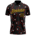 Custom Black-Gold Bowling Ball Performance Polo Shirt photo 2