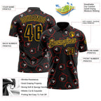 Custom Black-Gold Bowling Ball Performance Polo Shirt photo 3