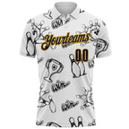 Custom White Navy-Gold Bowling Win Performance Polo Shirt photo 1