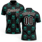 Custom Black Brown Green-White Bowling Pins Performance Polo Shirt