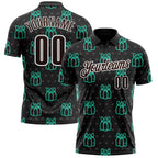 Custom Black Brown Green-White Bowling Pins Performance Polo Shirt photo 1