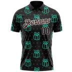 Custom Black Brown Green-White Bowling Pins Performance Polo Shirt photo 2