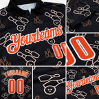 Custom Black Orange-White Bowling Ball And Pins Strike Performance Polo Shirt detail