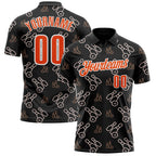 Custom Black Orange-White Bowling Ball And Pins Strike Performance Polo Shirt photo 1