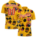 Custom Gold Orange-White Bowling Ball And Pins Strike Performance Polo Shirt photo 1