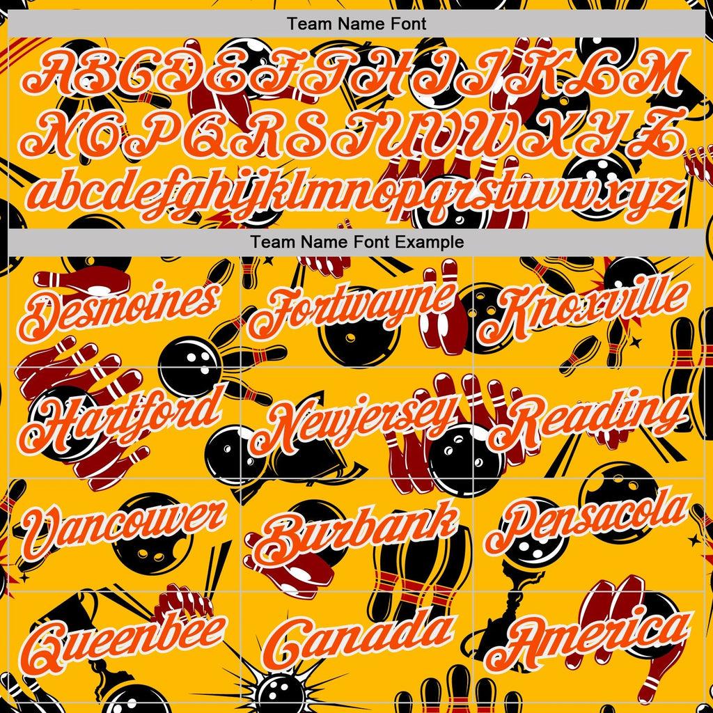 Custom Gold Orange-White Bowling Ball And Pins Strike Performance Polo Shirt photo 3