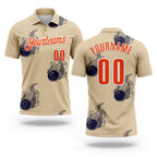 Custom City Cream Orange-White Fire Bowling Ball Performance Polo Shirt